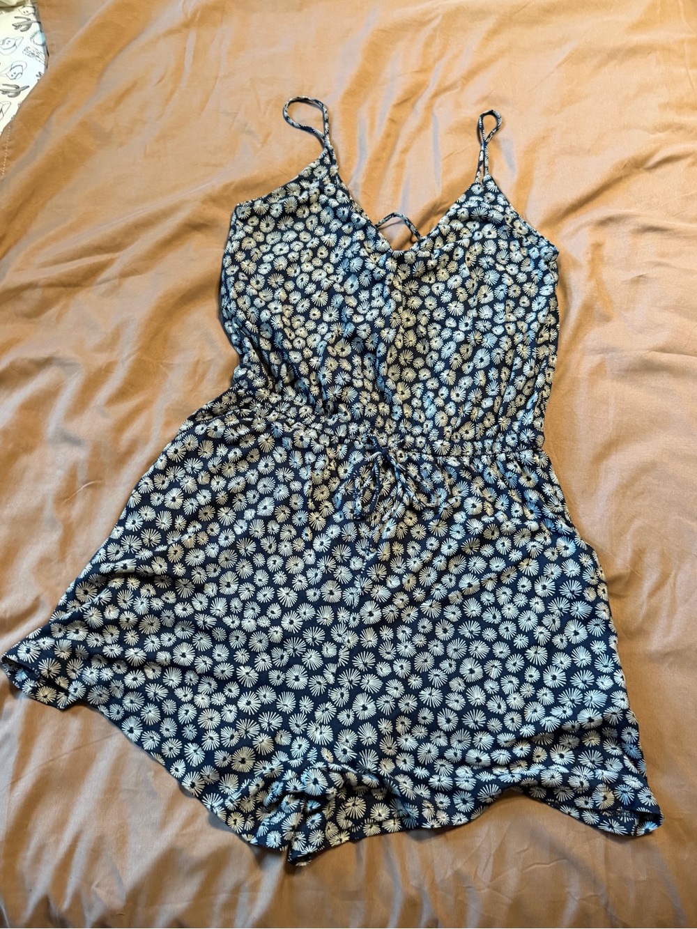Navy Floral Spaghetti Strap Romper